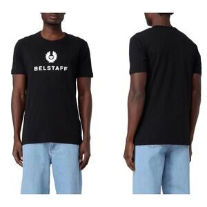 Belstaff Signature T Shirt Retro Cotton Phoenix Logo Tee Regular Shirt Black